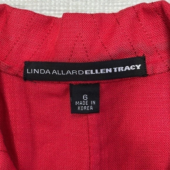Ellen Tracy Linda Allard Jacket Blazer Suit Coat Red Linen Size 6 - Picture 10 of 11